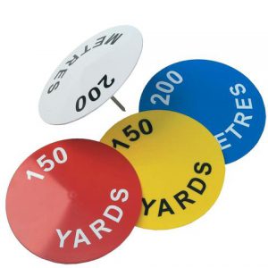 Domed Disc Tee Markers - Blue, With Text